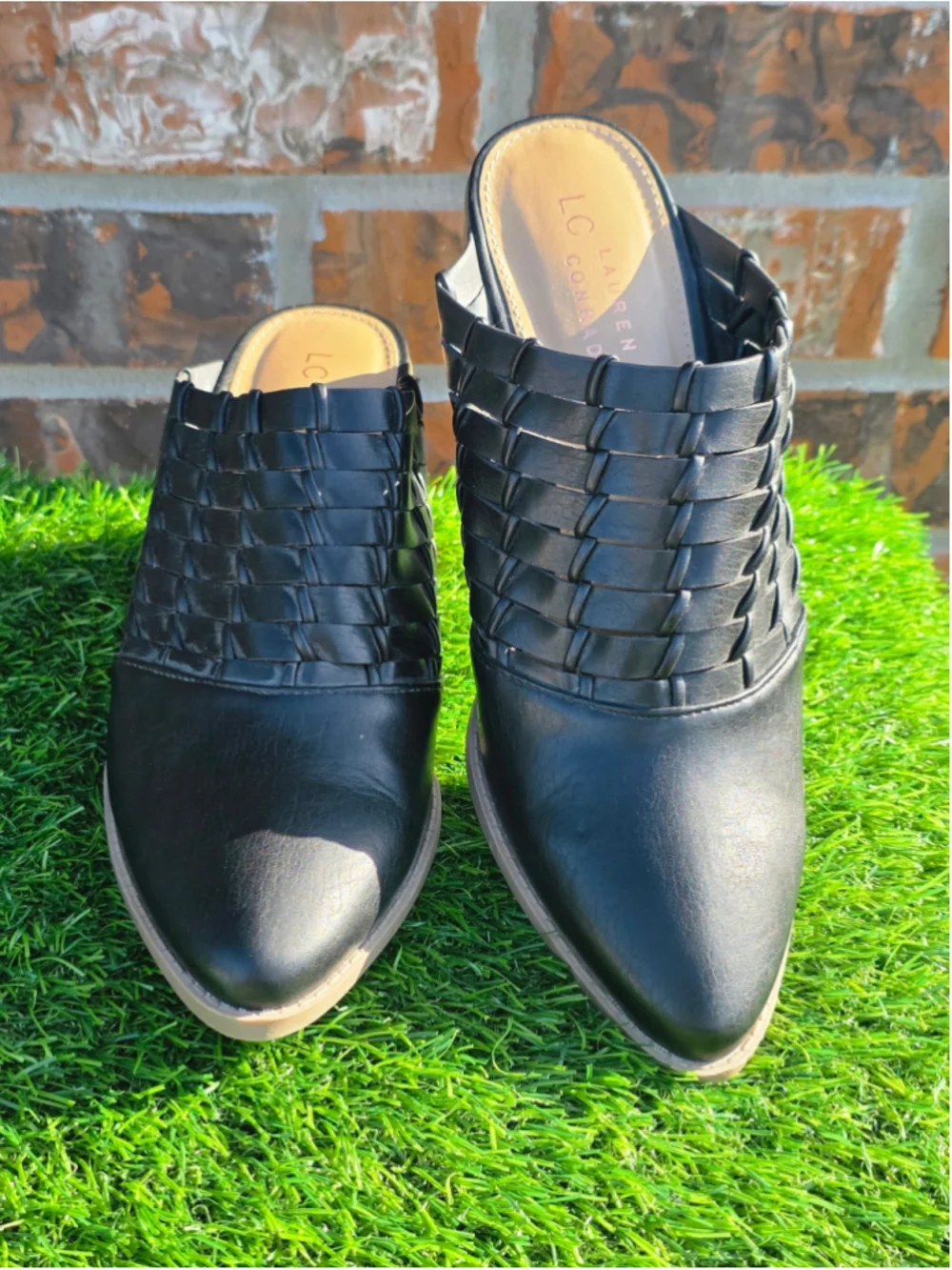 LC Lauren Conrad Black Woven Mules & Clogs Women’s Size 9.5